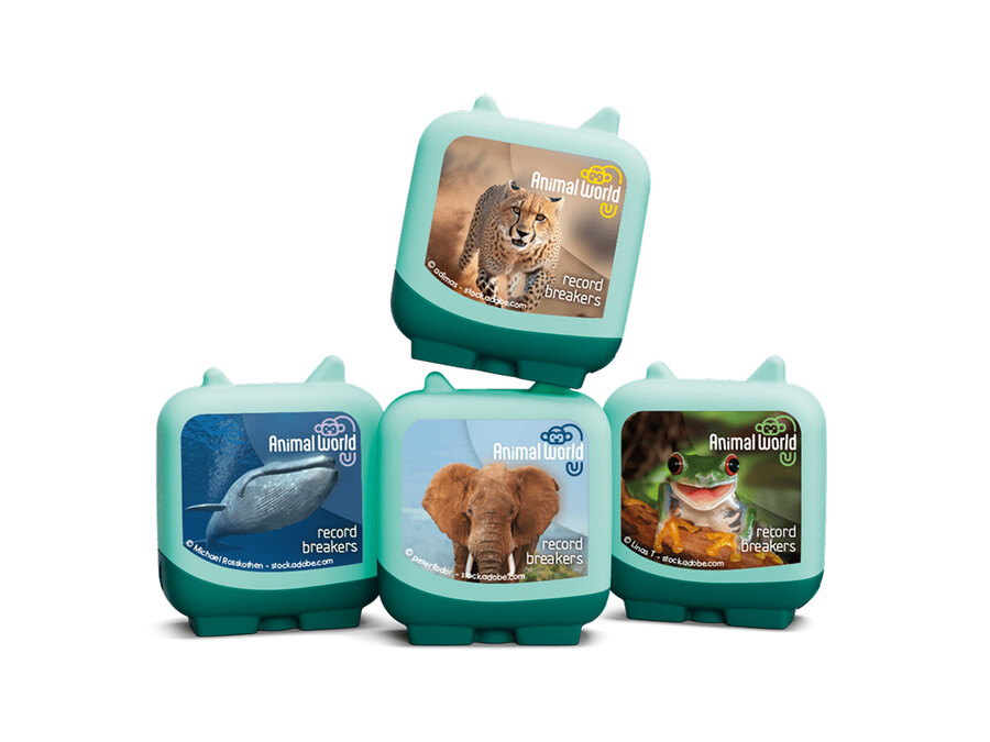 animais recordistas quebradores do mundo animal clever tonies - pack de 4