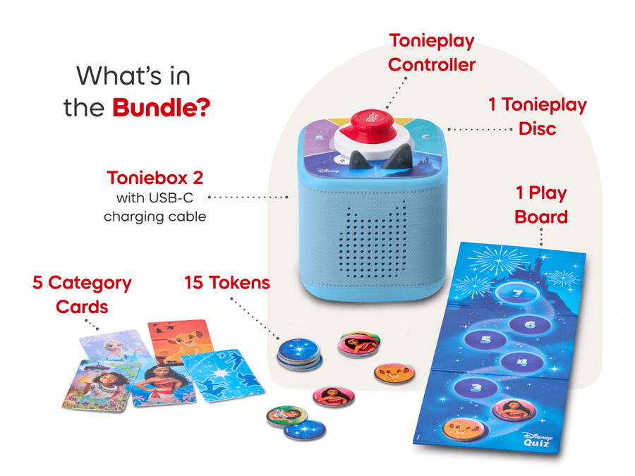pack toniebox com 2 jogos disney - azul celeste